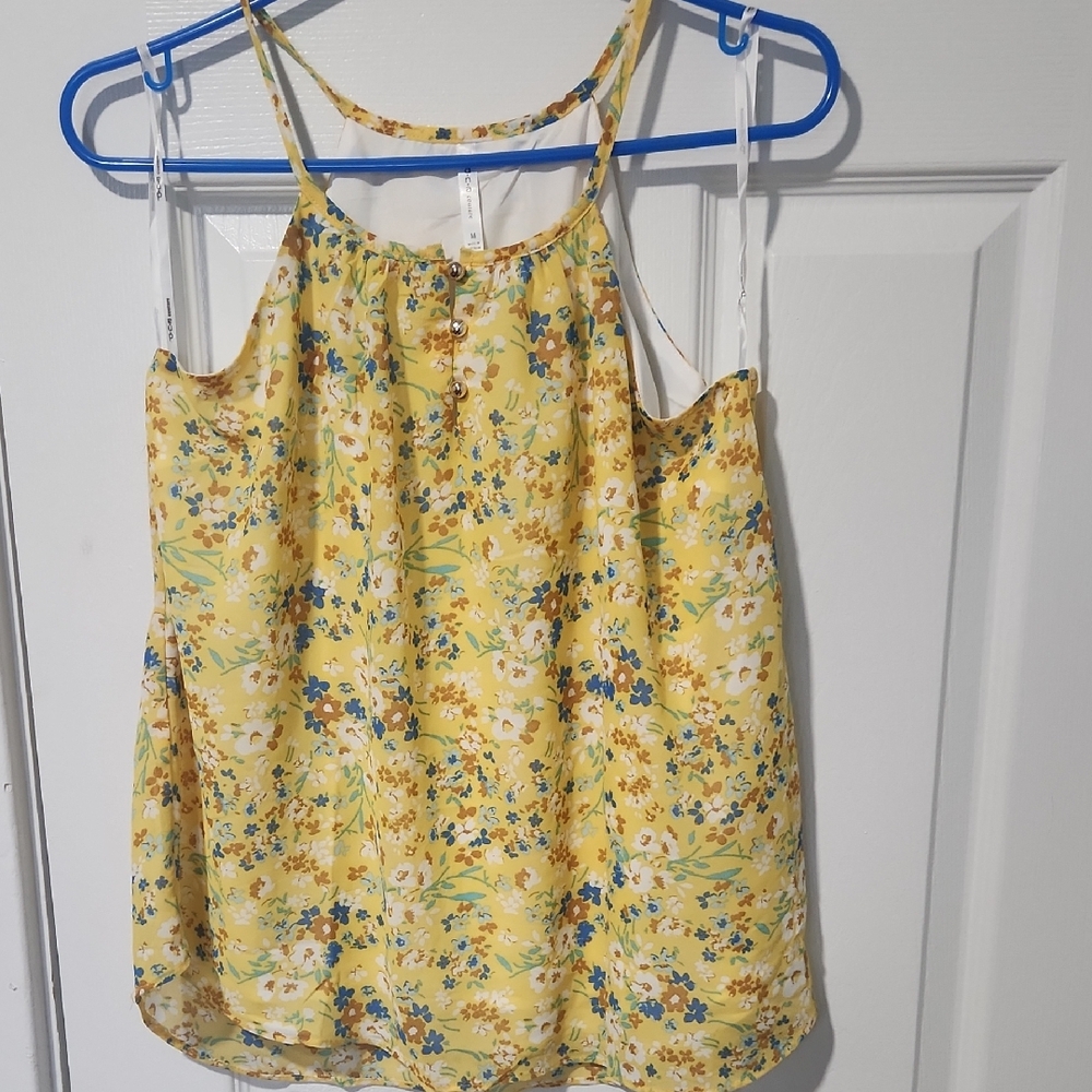 Floral Yellow Sleeveless Top